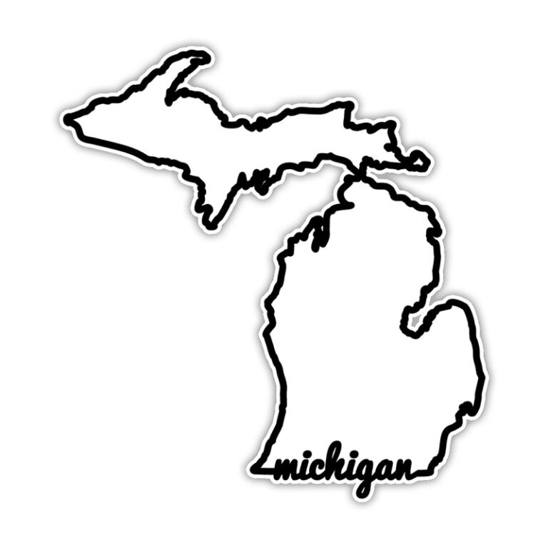 Michigan White / Black Outline - Explore Munising